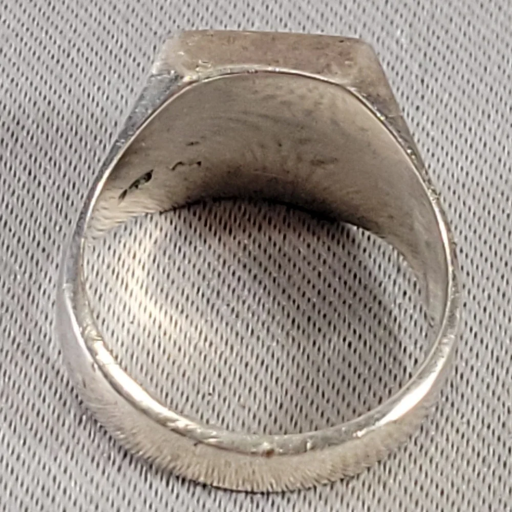Vintage 925 Sterling Silver Masonic Signet‎ Ring Black Enamel Square Mens 11.5